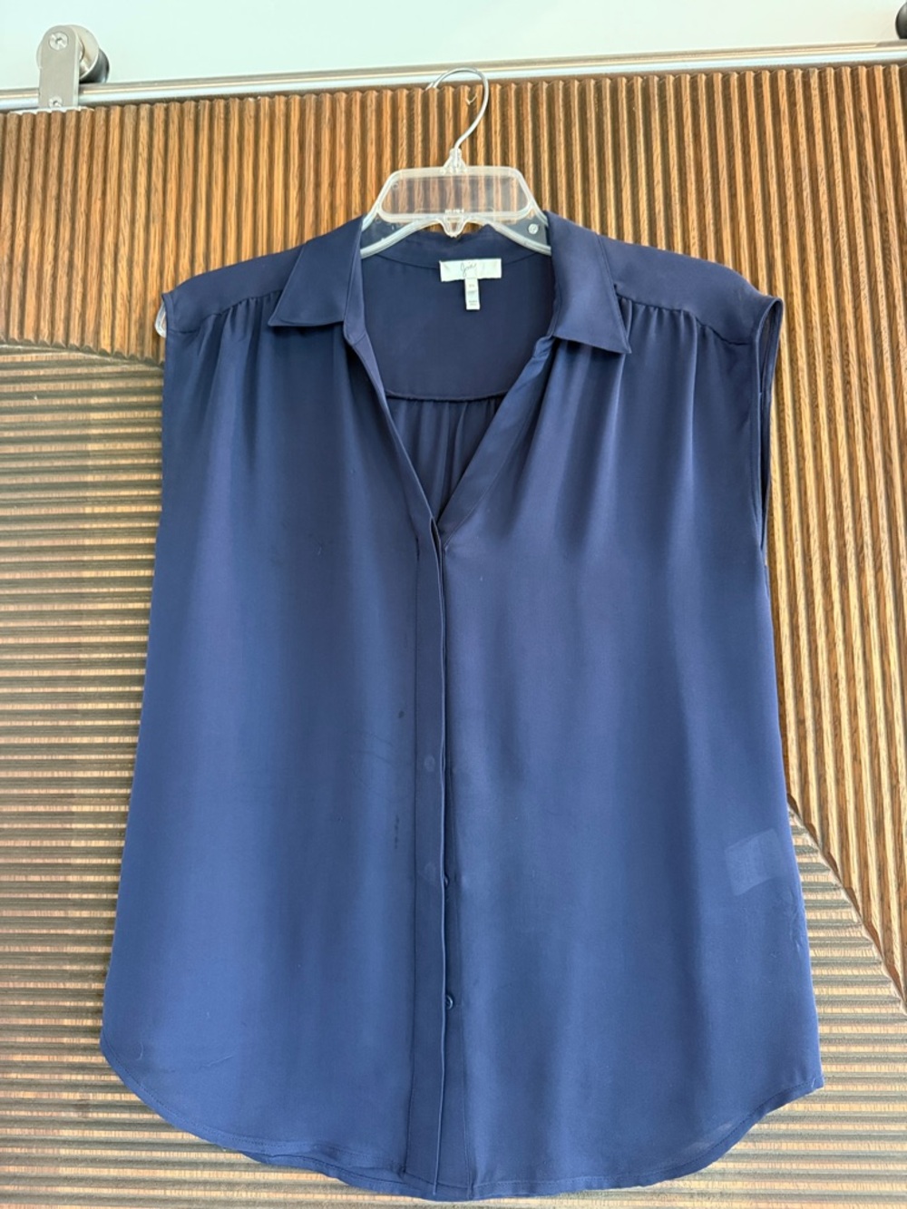 Joie Sleeveless Navy Button-Front Blouse